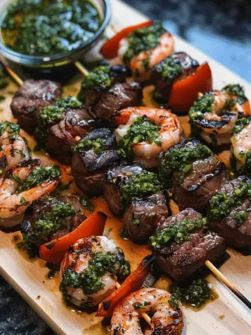 Grilled Surf & Turf Skewers with Chimichurri