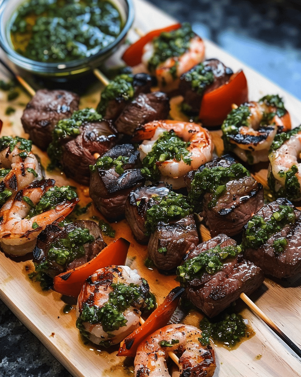 Grilled Surf & Turf Skewers with Chimichurri