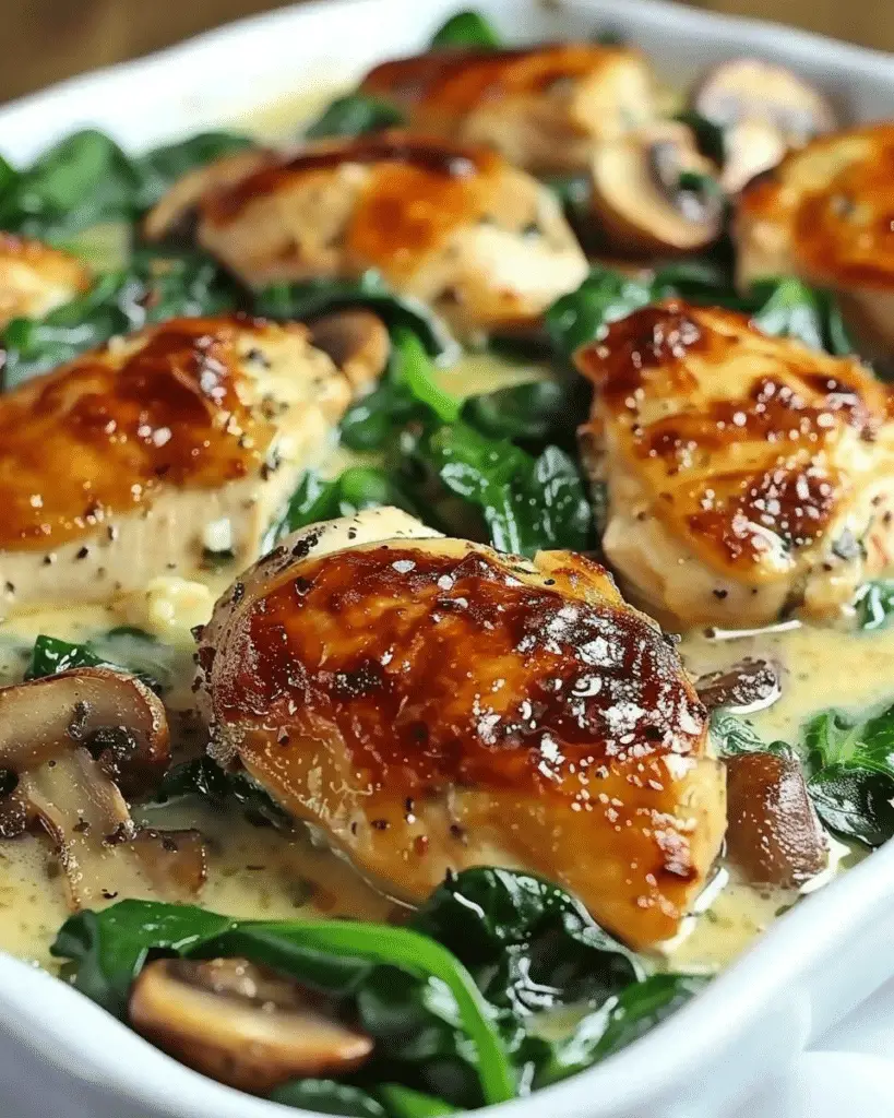 Chicken, Spinach & Mushroom Low-Carb Bake