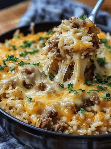 Cheesy Ground Beef and Rice Casserole