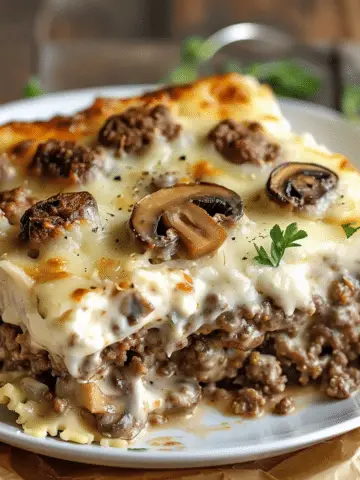Creamy Mushroom & Ground Beef Bake