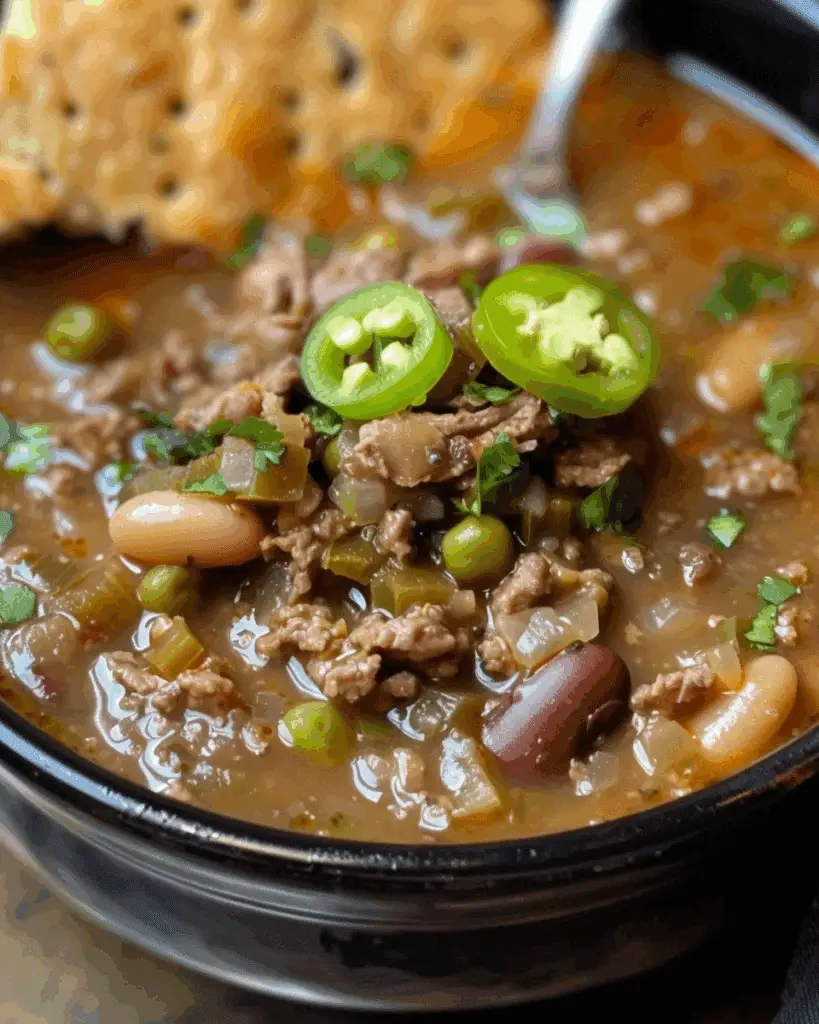 Pinto Beans, Green Chile and Beef Soup