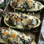 Spinach, Mushroom & Ricotta Stuffed Zucchini Boats