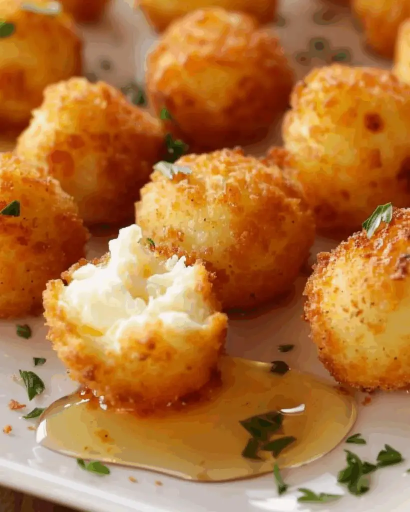 Crispy Goat Cheese Poppers with Honey