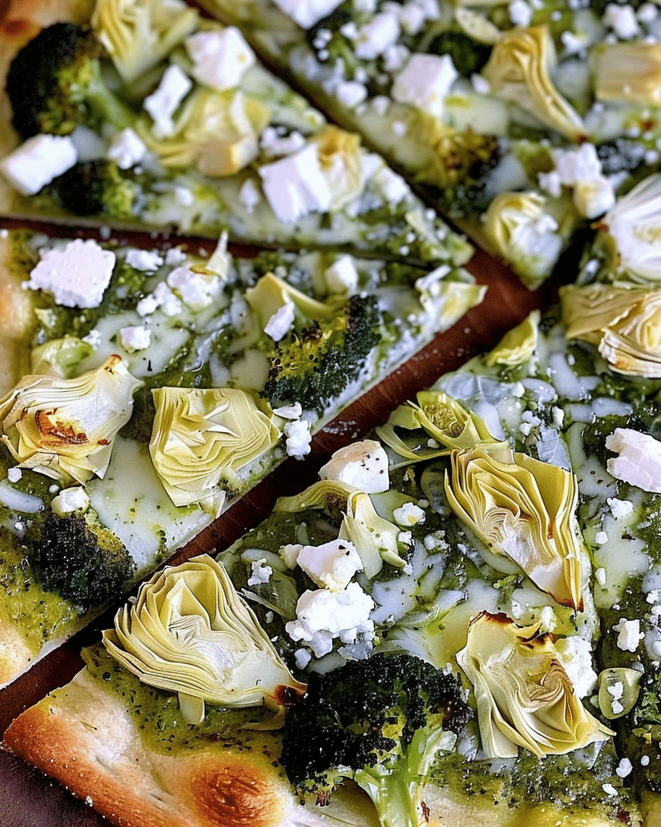 Green Pizza with Pesto, Feta, Artichokes, and Broccoli Sue Recipe(02)