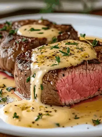 Juicy Steak with Creamy Garlic Sauce