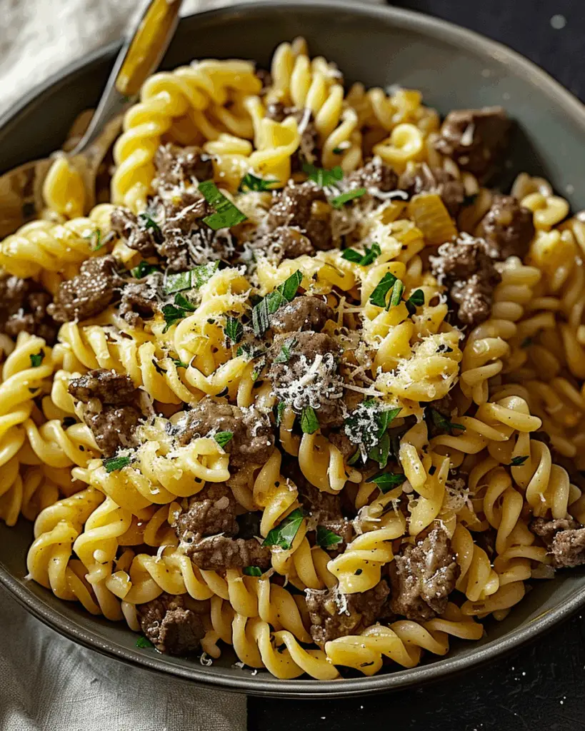 One-Pot Beef and Cheddar Ranch Pasta