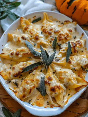 Pumpkin & Gouda Stuffed Shells With Brown Butter & Sage Alfredo Sauce