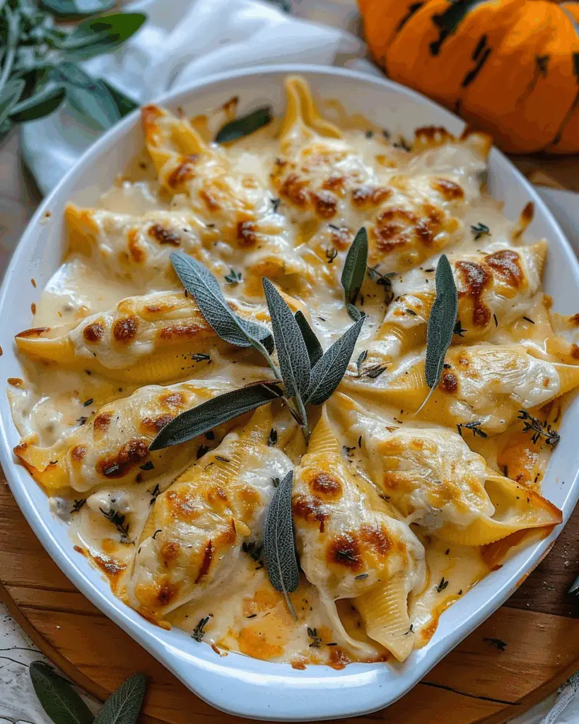 Pumpkin & Gouda Stuffed Shells With Brown Butter & Sage Alfredo Sauce