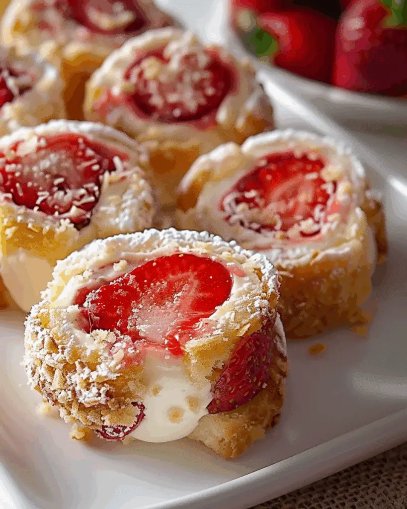 Sweet Strawberry Shortcake Cheesecake Rolls