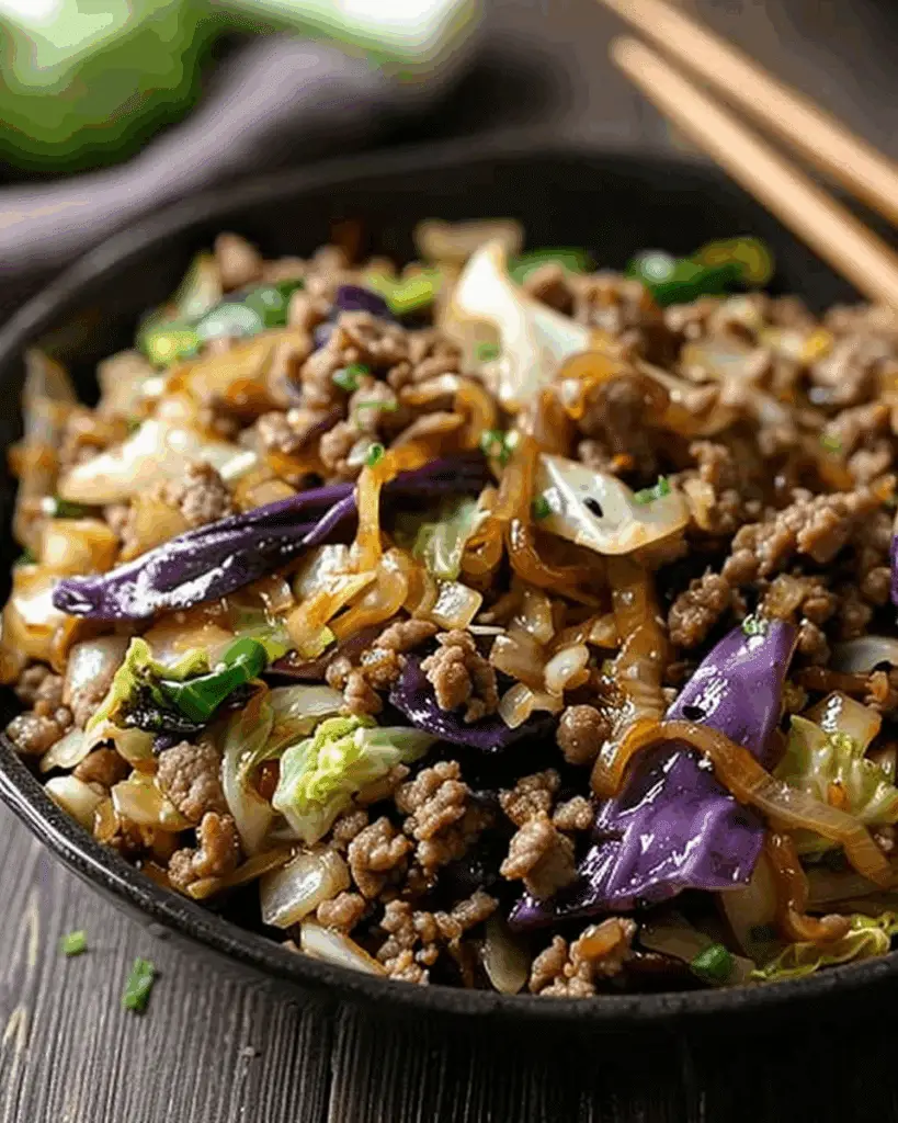Chinese Ground Beef and Cabbage Stir-Fry