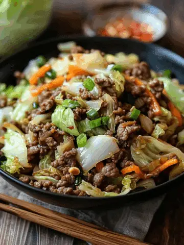 Chinese Ground Beef and Cabbage Stir-Fry