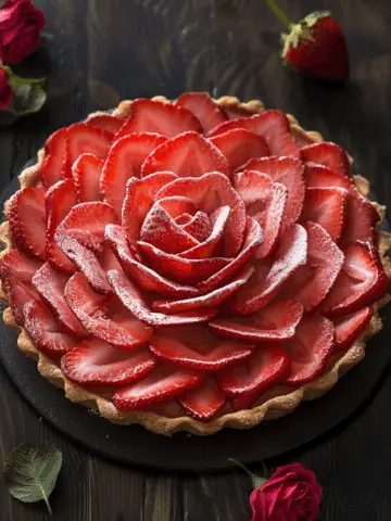 Strawberry Rose Tart with Custard Cream
