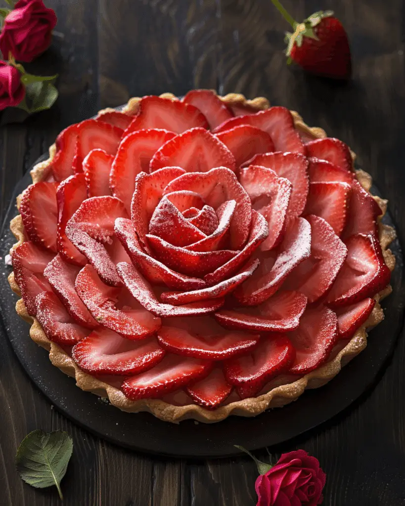 Strawberry Rose Tart with Custard Cream