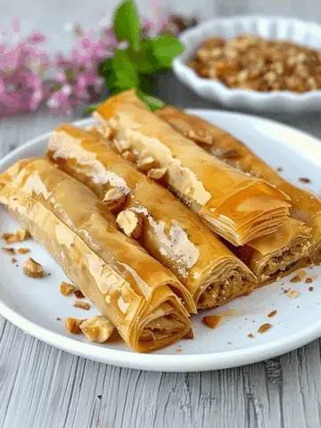Syrupy Walnut Phyllo Rolls – Baklava Rolls