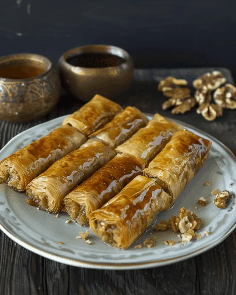 Syrupy Walnut Phyllo Rolls – Baklava Rolls