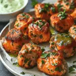 Crispy Salmon Bites with Creamy Herb Sauce