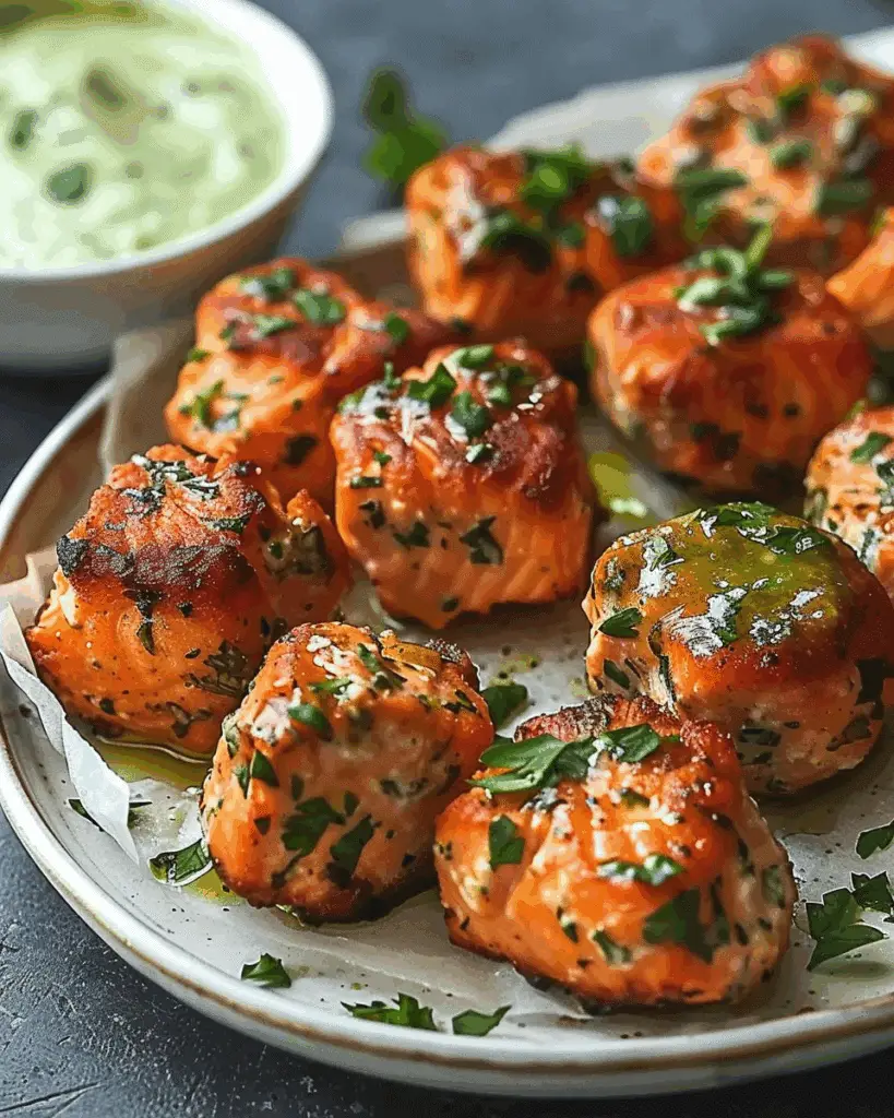 Crispy Salmon Bites with Creamy Herb Sauce
