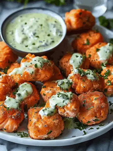 Crispy Salmon Bites with Creamy Herb Sauce