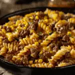 Loaded Cheddar Ranch Beef and Sweet Corn Rotini Bake