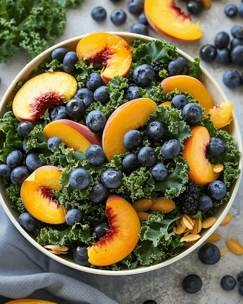 Summer Peach and Blueberry Kale Salad
