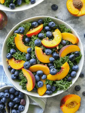 Summer Peach and Blueberry Kale Salad
