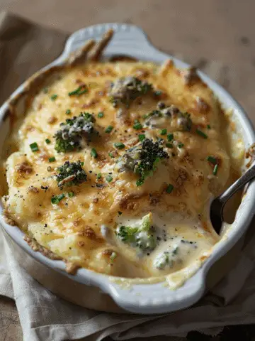 Cheesy Baked Potatoes with Broccoli Cheese Sauce