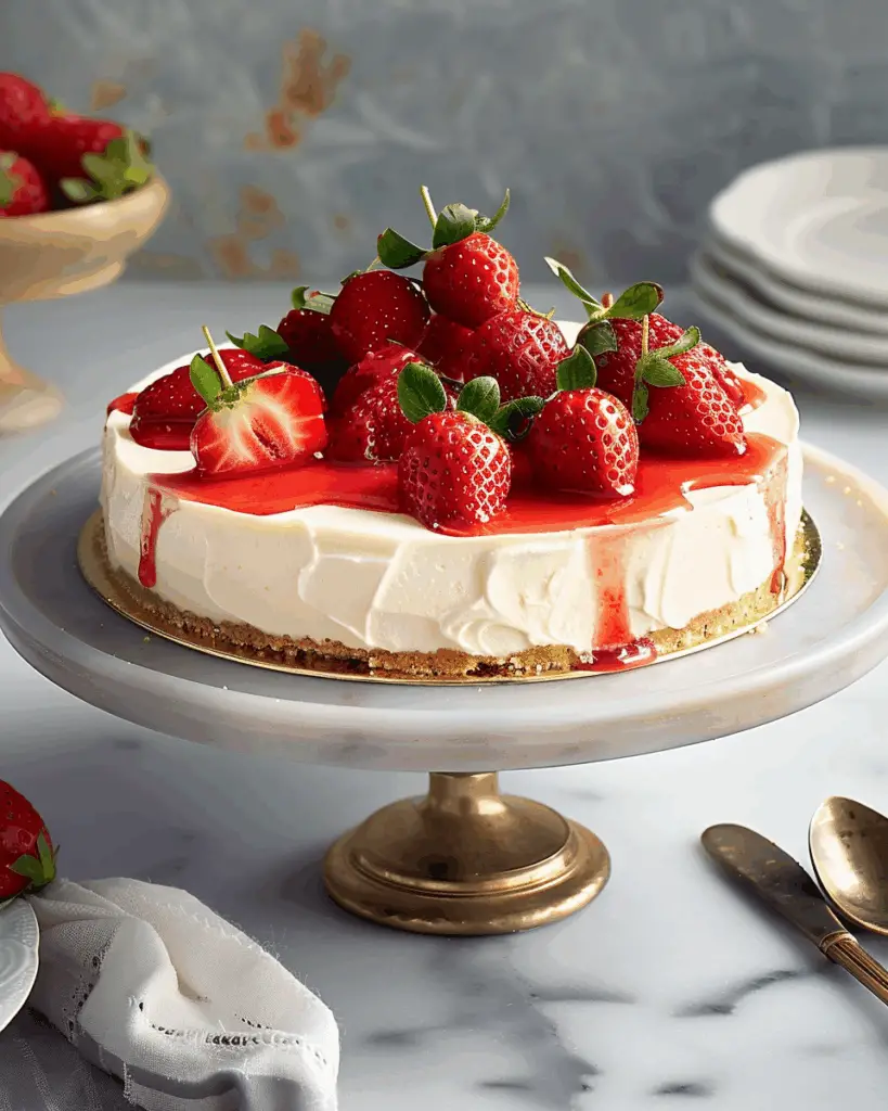 Classic New York Cheesecake with Fresh Strawberry Topping