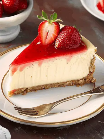 Classic New York Cheesecake with Fresh Strawberry Topping