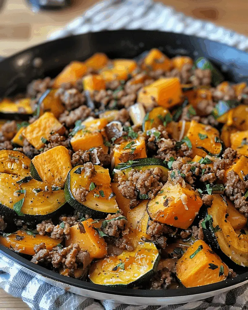 Ground Beef Zucchini Sweet Potato Skillet