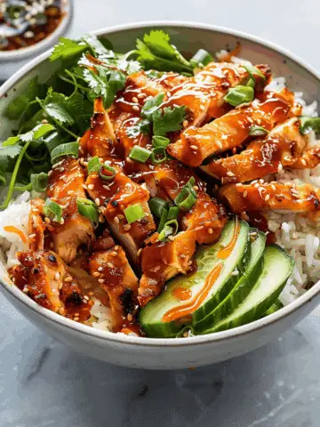 Spicy Honey-Ginger Chicken Bowls with Yum Yum Sauce
