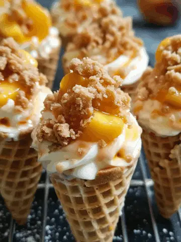 Peach Cobbler Cheesecake Cones