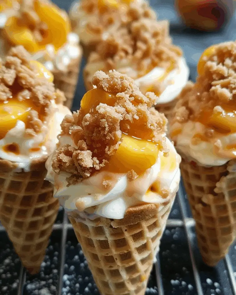 Peach Cobbler Cheesecake Cones