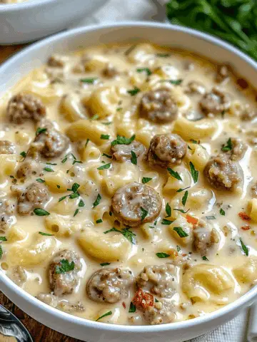 Creamy Parmesan Italian Sausage Ditalini Soup
