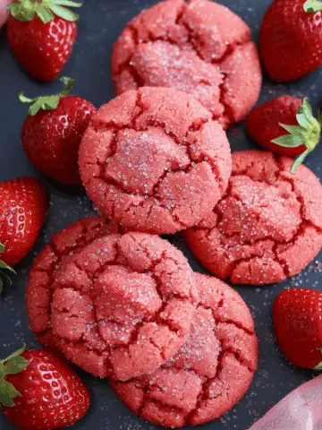 Strawberry Sugar Cookies with Sparkling Strawberry Sugar