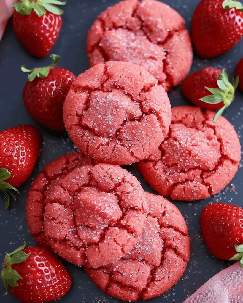 Strawberry Sugar Cookies with Sparkling Strawberry Sugar