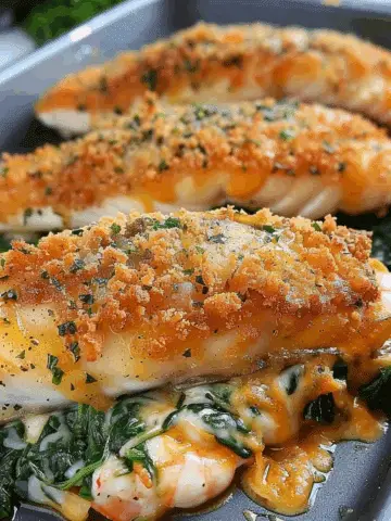 Stuffed Catfish with Cheese, Spinach, and Shrimp