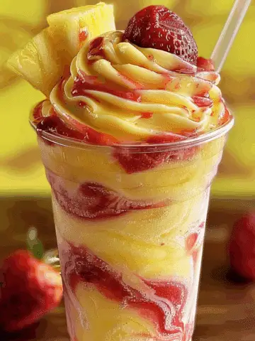 Pineapple Strawberry Swirled Slushies