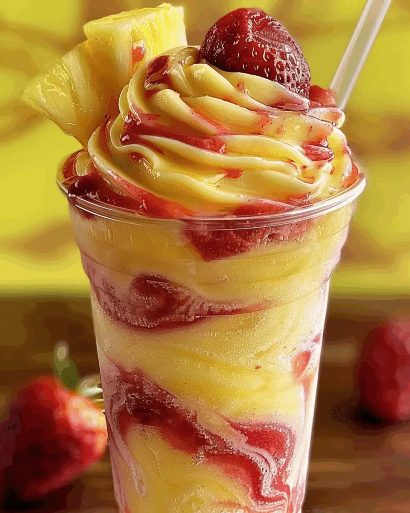 Pineapple Strawberry Swirled Slushies