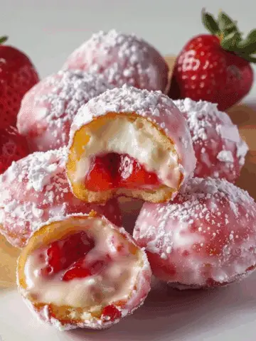Strawberry Cheesecake Stuffed Donut Holes