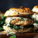 White Cheddar Spinach Chicken Burgers