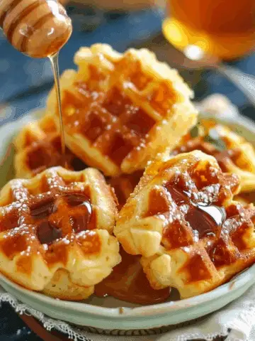 Cornbread Waffle Bites with Smoked Gouda and Honey