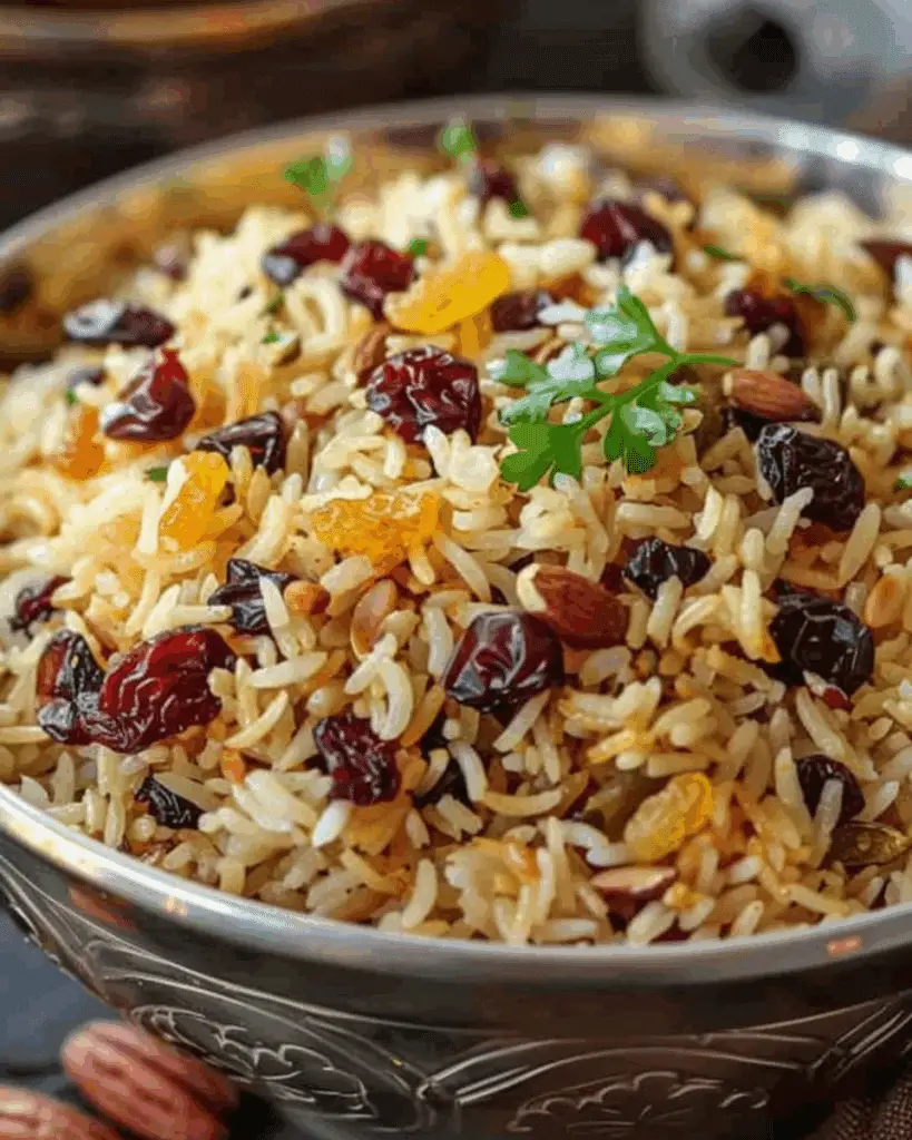 Iranian Rice with Nuts and Dried Fruits