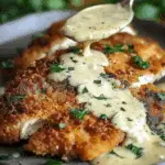 Parmesan Crusted Chicken with Creamy Garlic Sauce