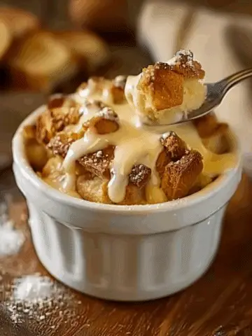 Old-Fashioned Bread Pudding with Vanilla Sauce