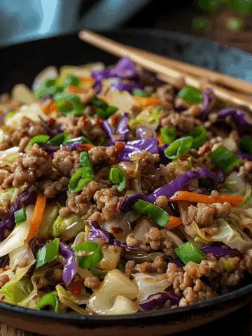 Healthy Chinese Ground Beef & Cabbage Stir Fry