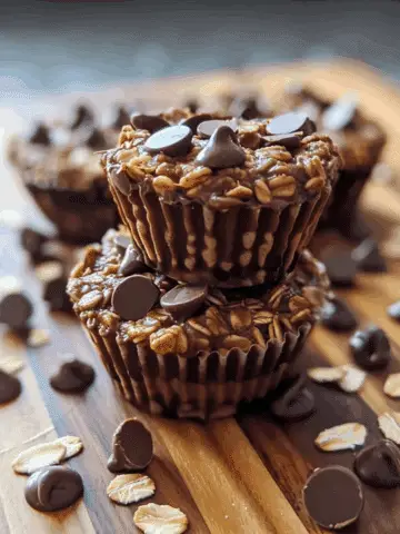 Healthy Peanut Butter Greek Yogurt Chocolate Oatmeal Cups