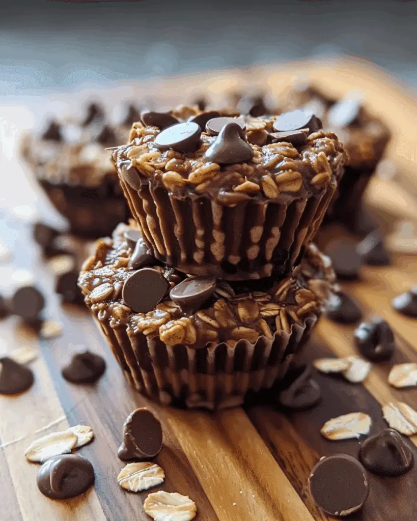 Healthy Peanut Butter Greek Yogurt Chocolate Oatmeal Cups