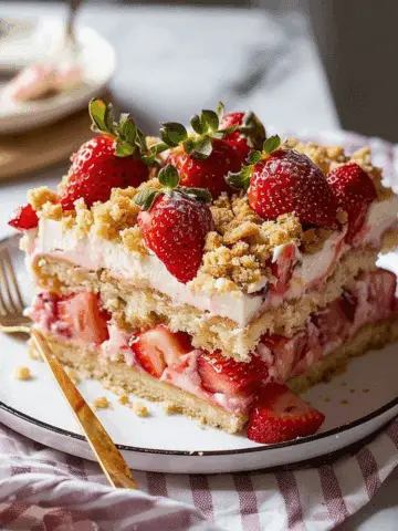Cream Cheese Strawberry Sheet Cake with Crumble Topping