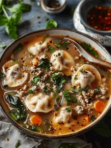 Potsticker Soup: Asian-Inspired Broth with Mushrooms & Bok Choy